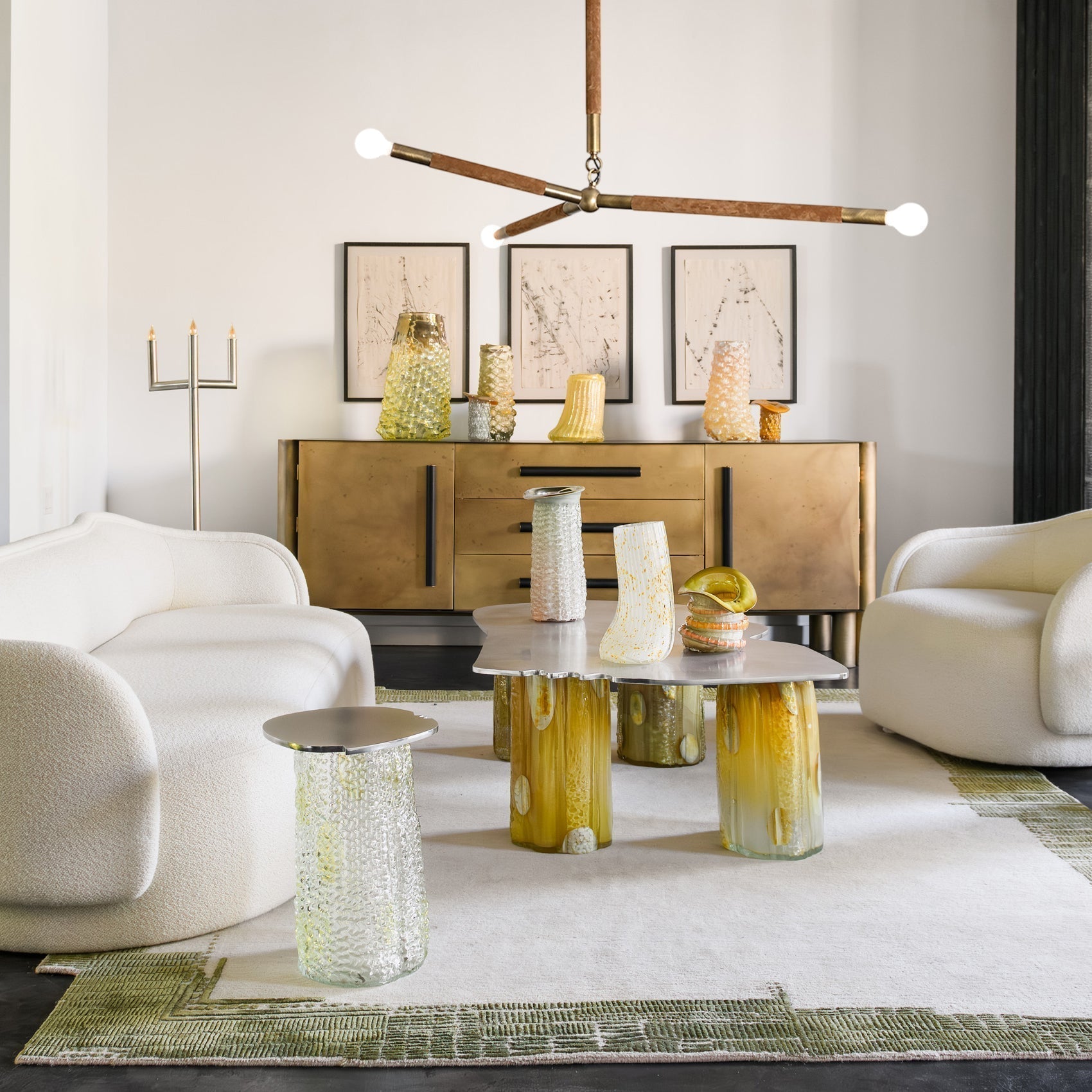 Solireon Modern Brass Wrapped Linear Chandelier