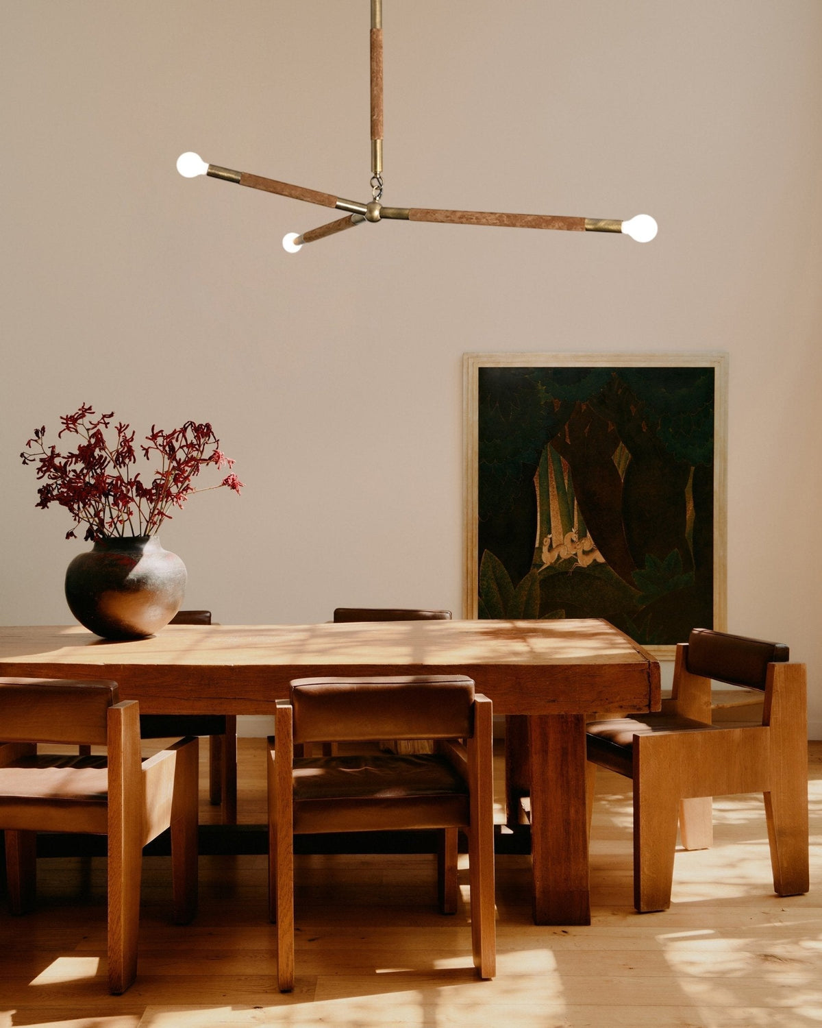 Solireon Modern Brass Wrapped Linear Chandelier