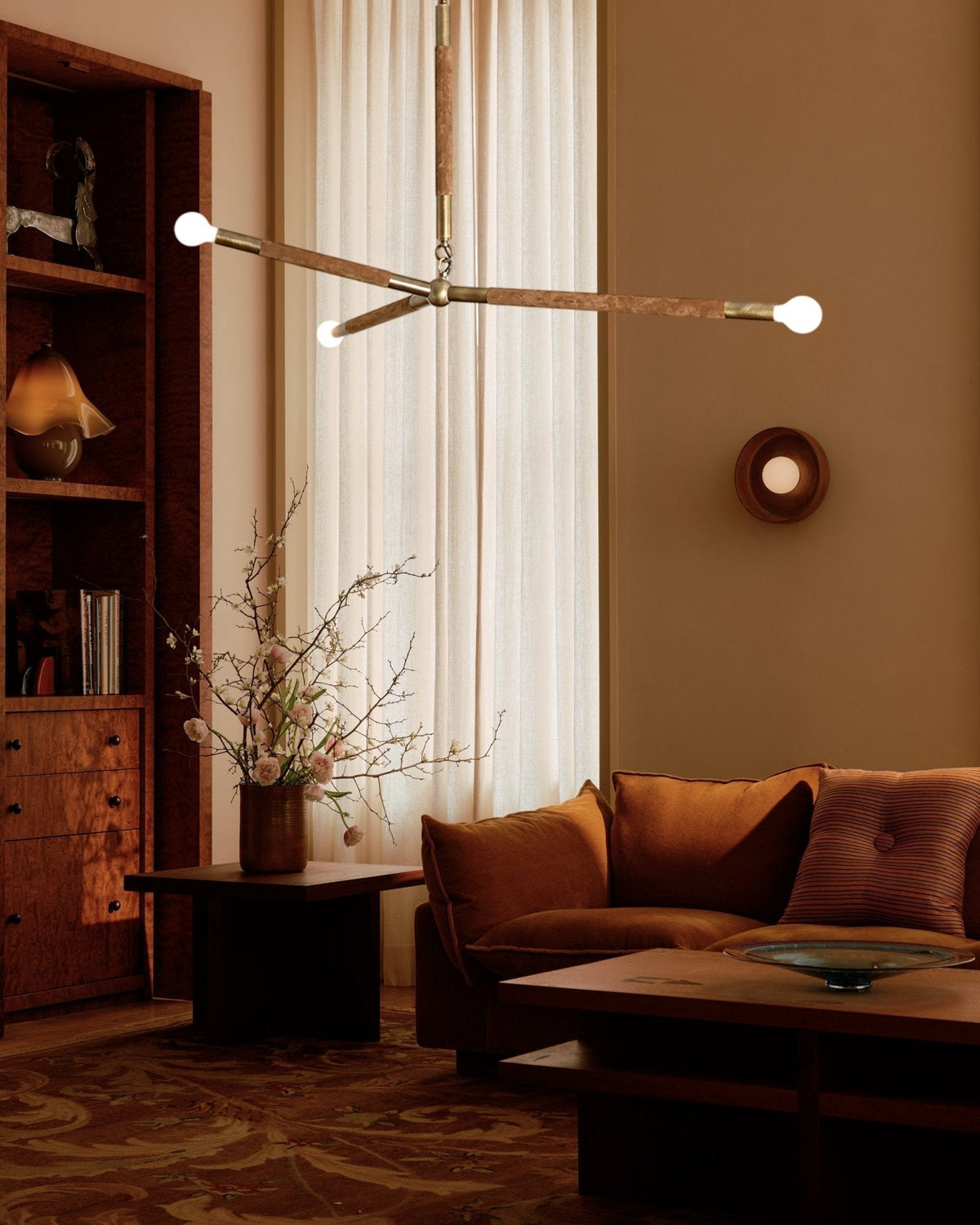 Solireon Modern Brass Wrapped Linear Chandelier