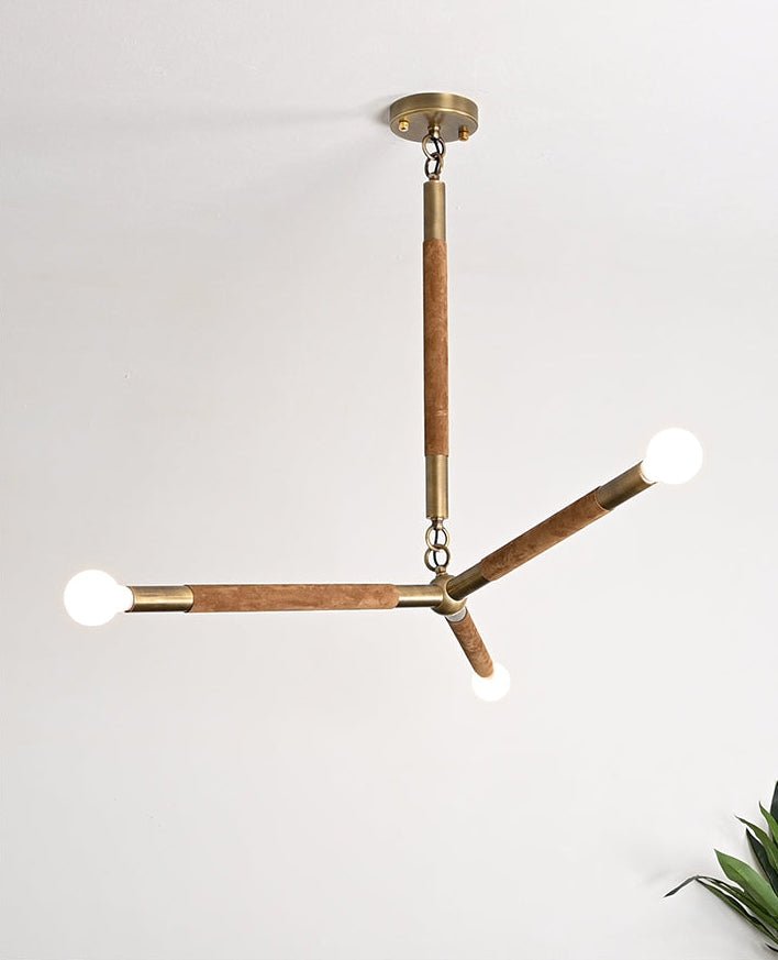 Solireon Modern Brass Wrapped Linear Chandelier