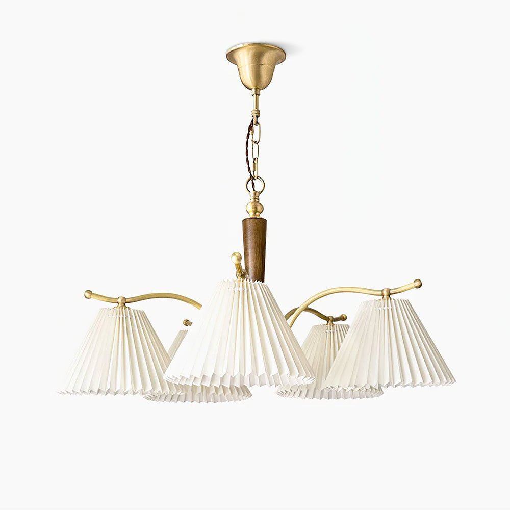 Oriinaria Chandelier Brass Pleated Shade Classic