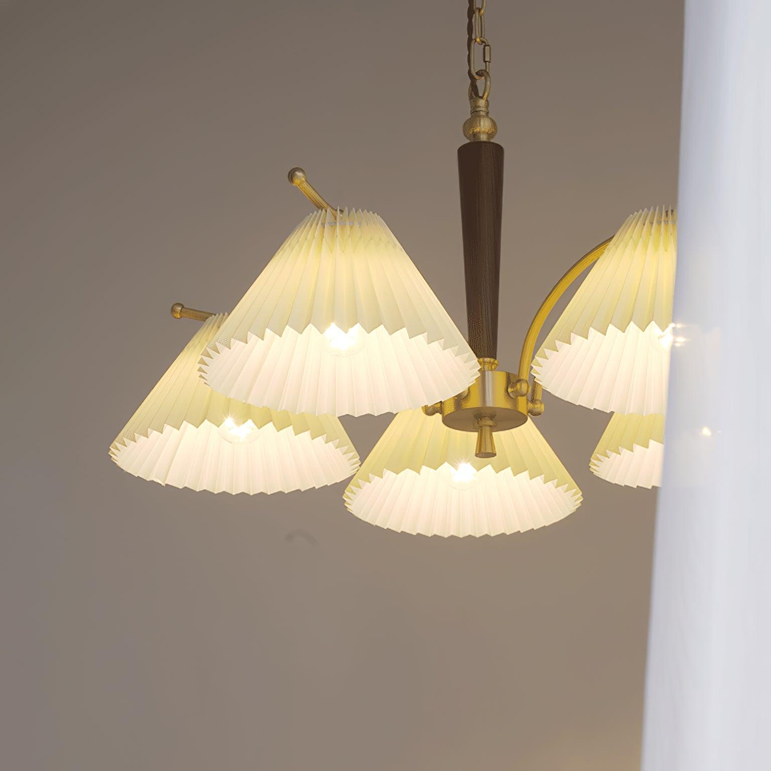 Oriinaria Chandelier Brass Pleated Shade Classic