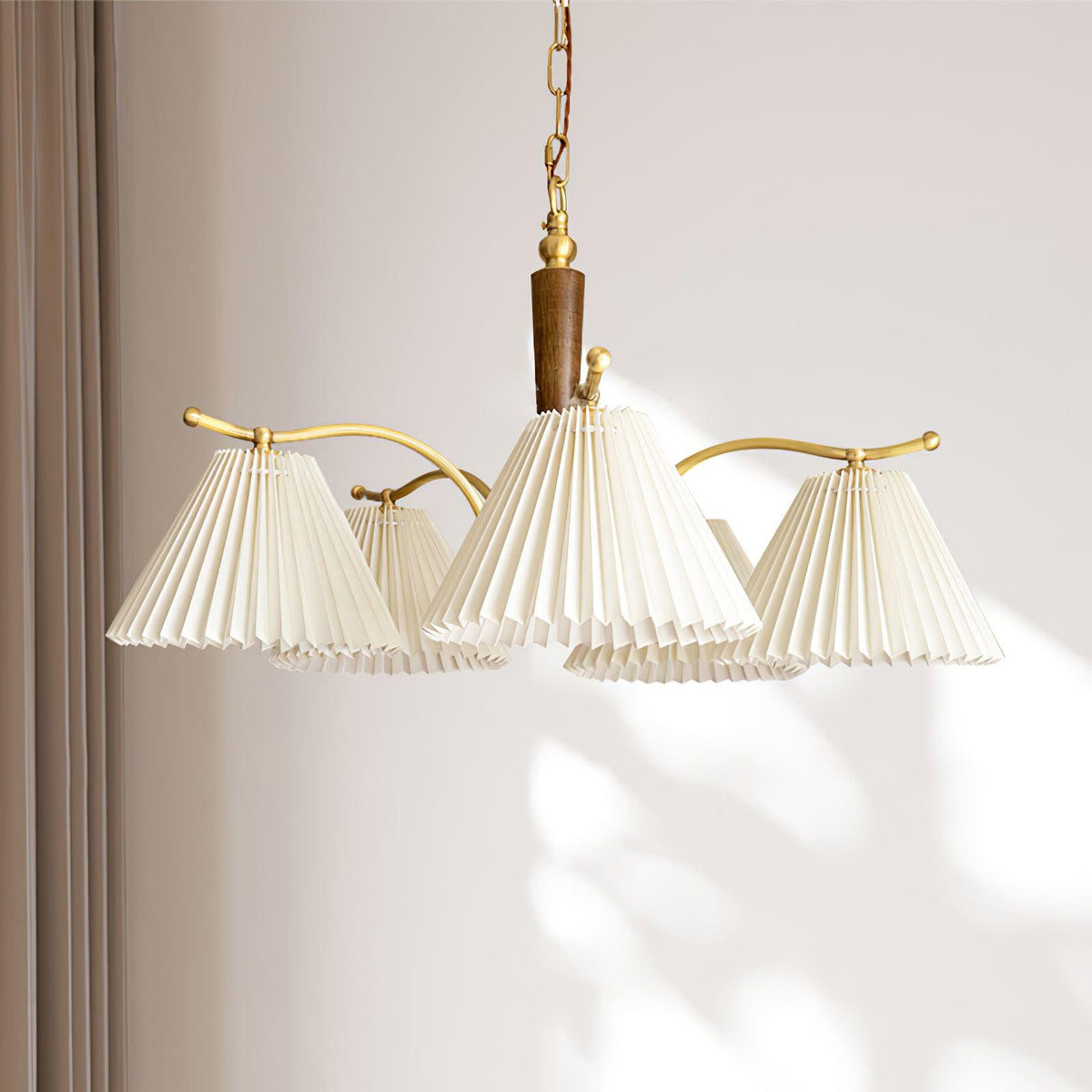Oriinaria Chandelier Brass Pleated Shade Classic