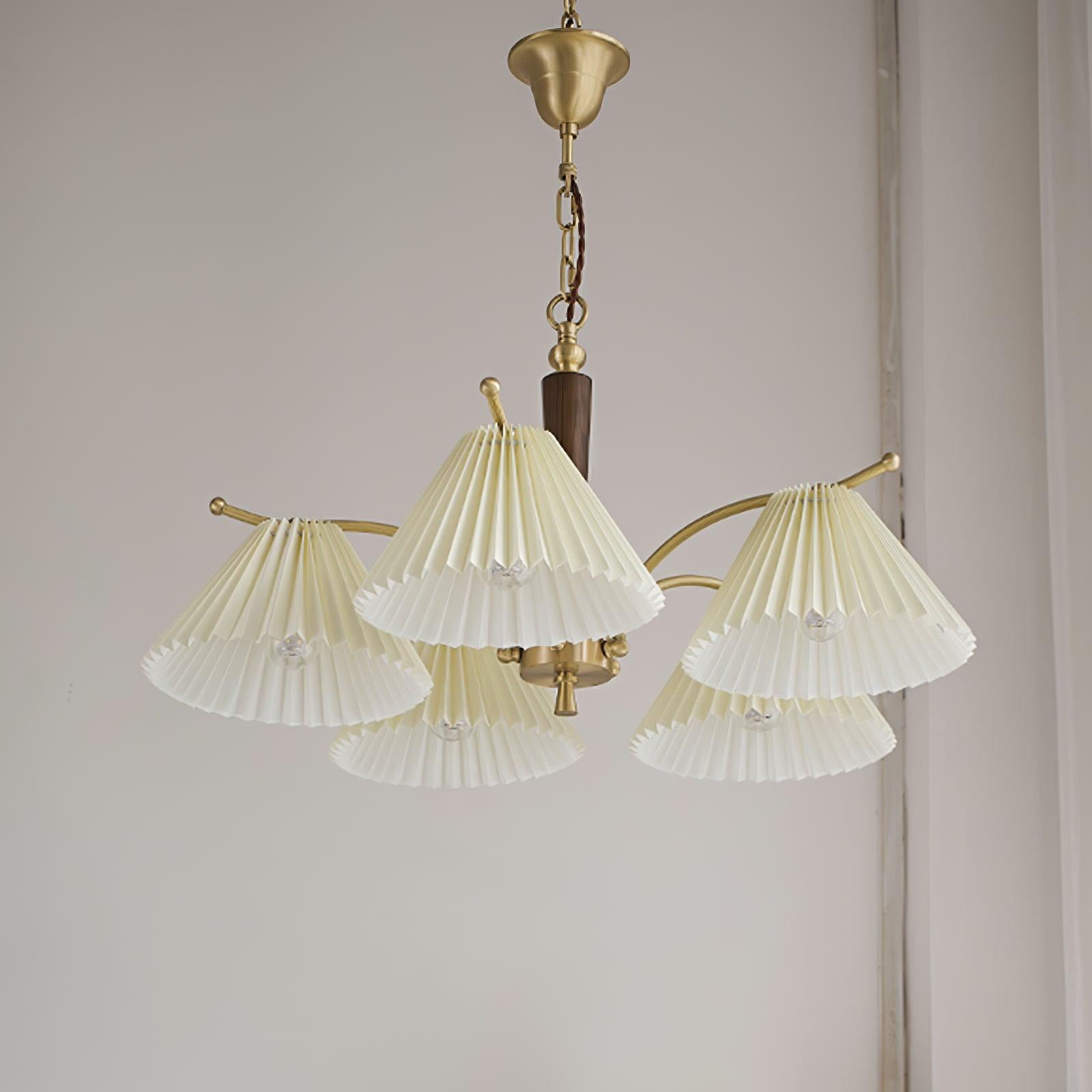 Oriinaria Chandelier Brass Pleated Shade Classic