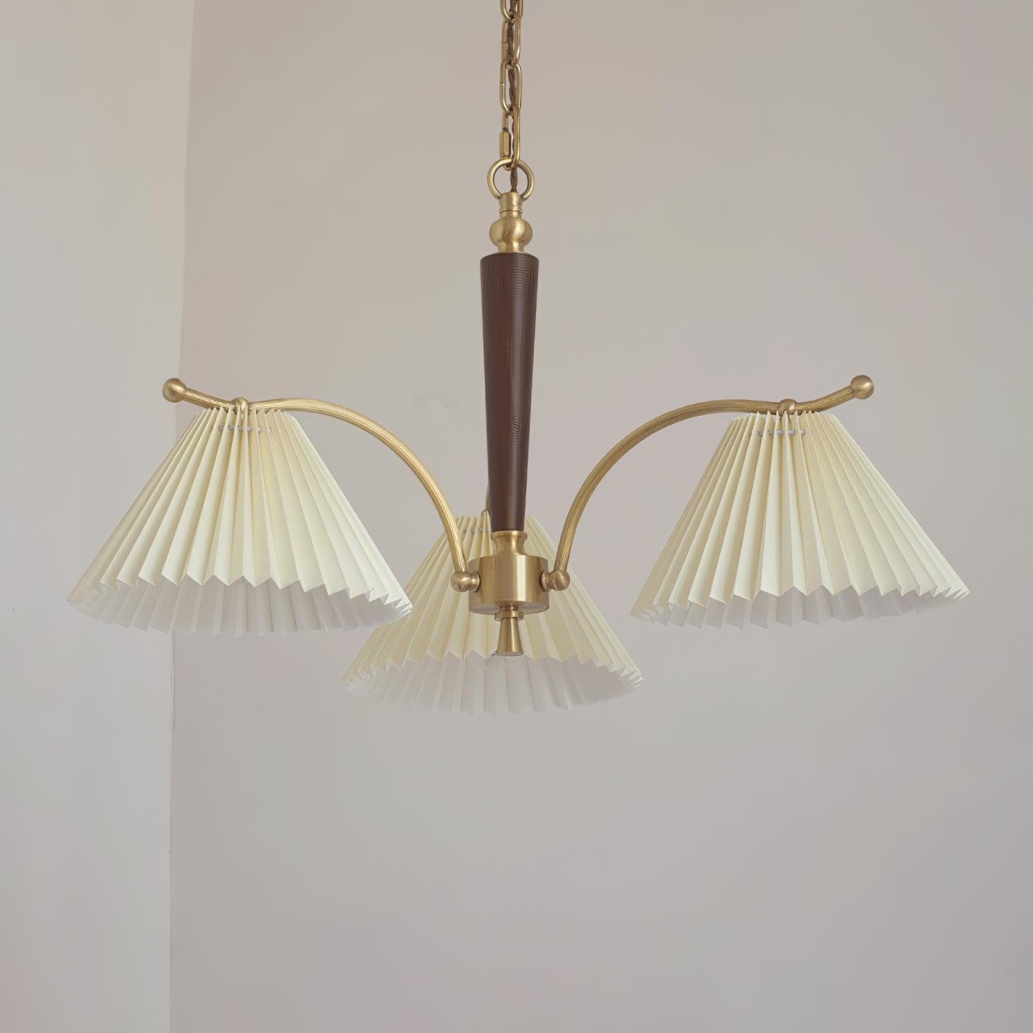 Oriinaria Chandelier Brass Pleated Shade Classic