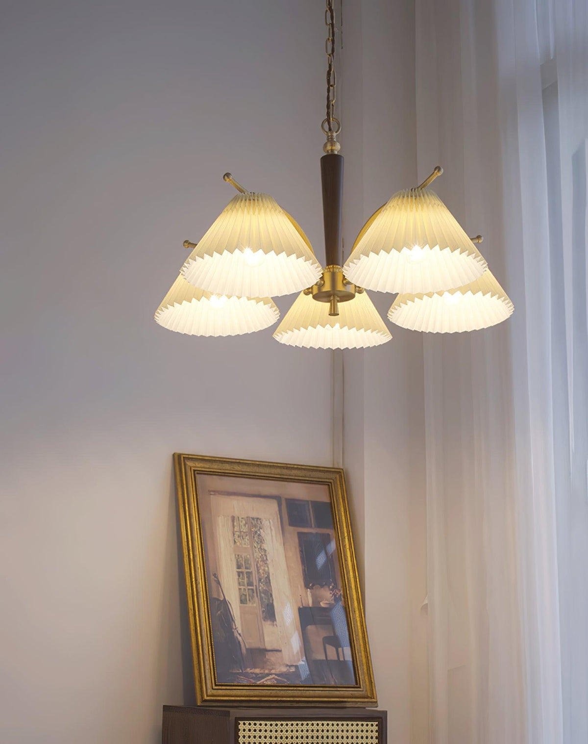 Oriinaria Chandelier Brass Pleated Shade Classic