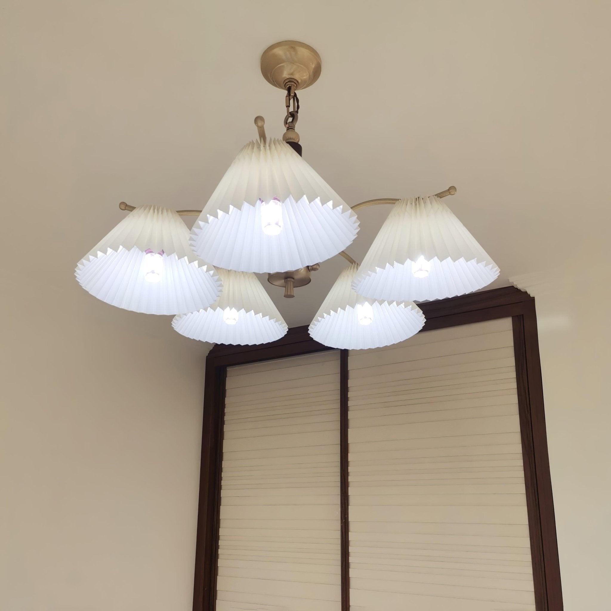 Oriinaria Chandelier Brass Pleated Shade Classic