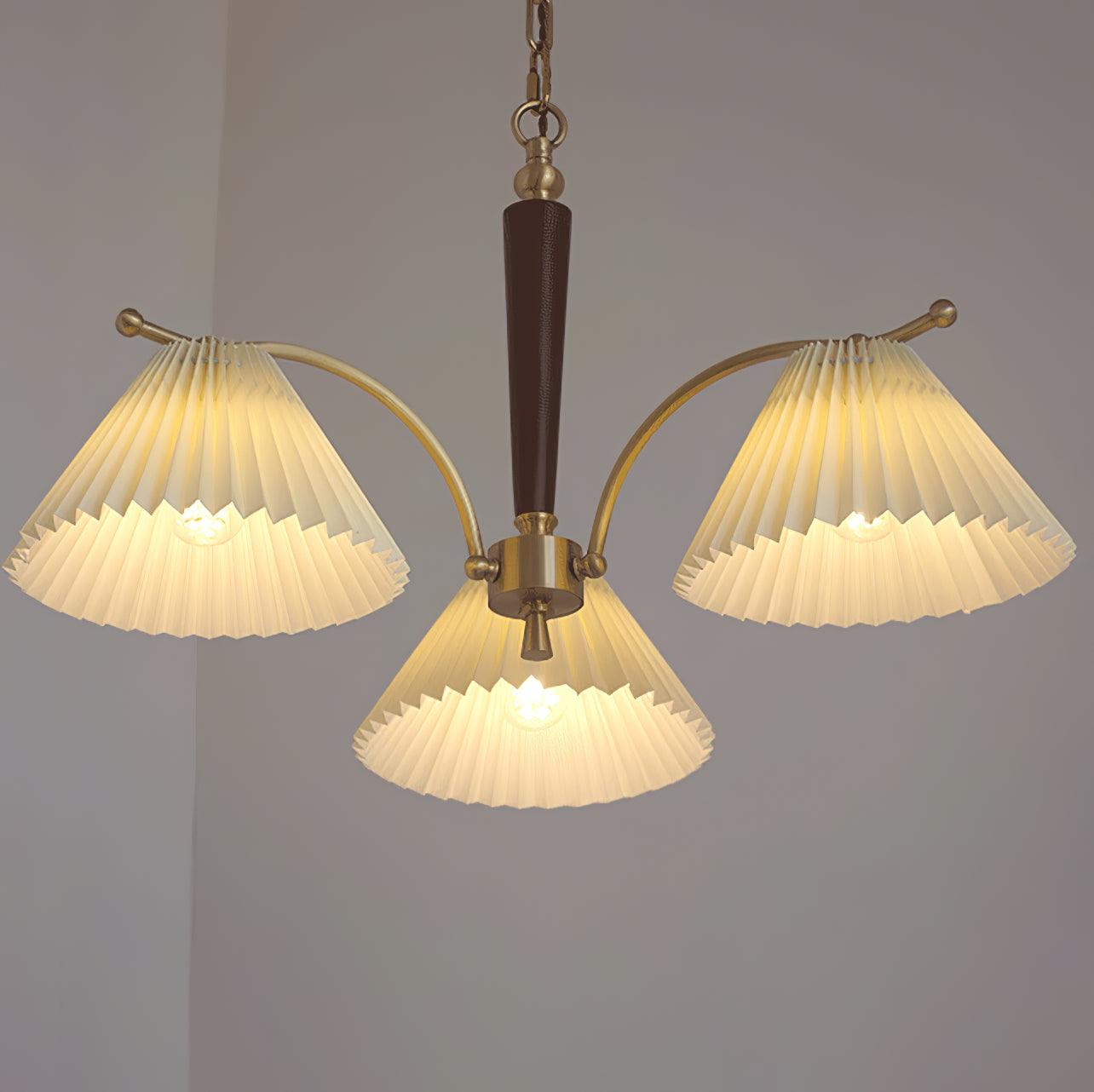 Oriinaria Chandelier Brass Pleated Shade Classic