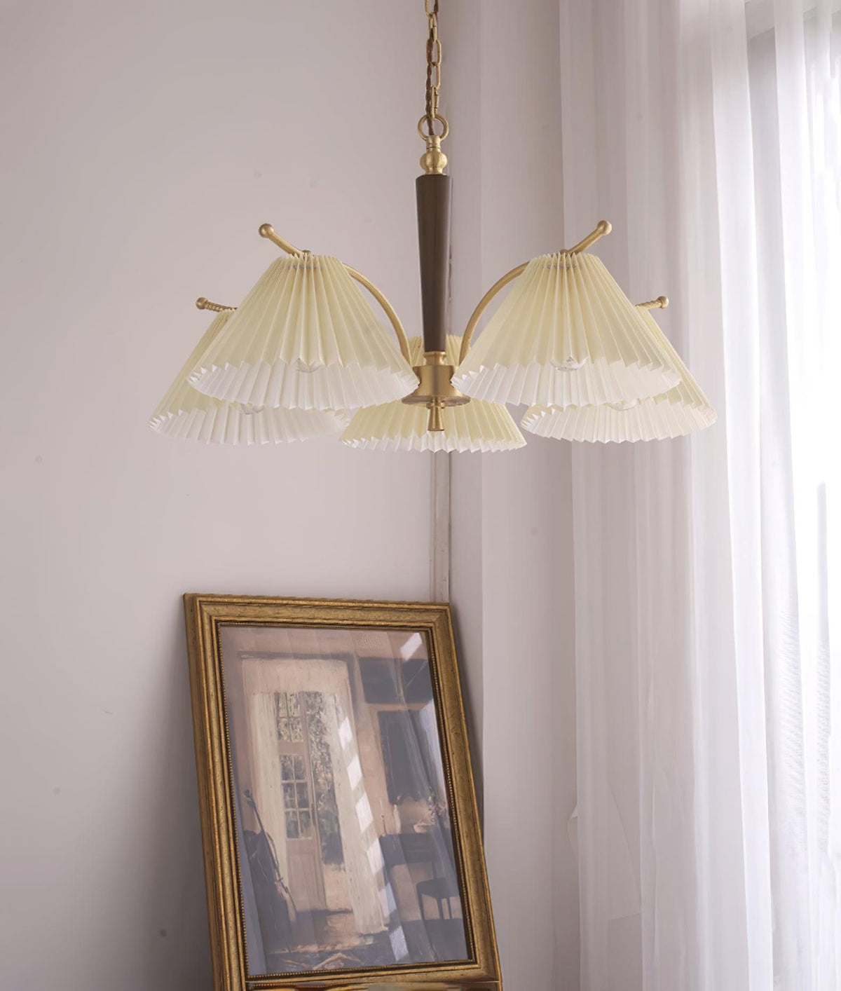 Oriinaria Chandelier Brass Pleated Shade Classic