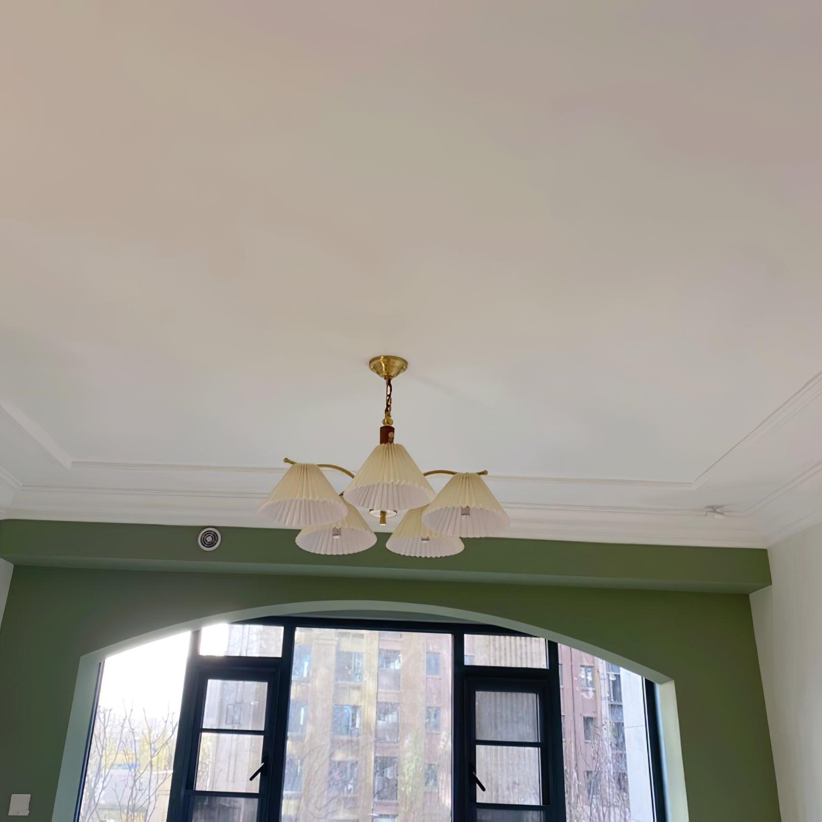 Oriinaria Chandelier Brass Pleated Shade Classic