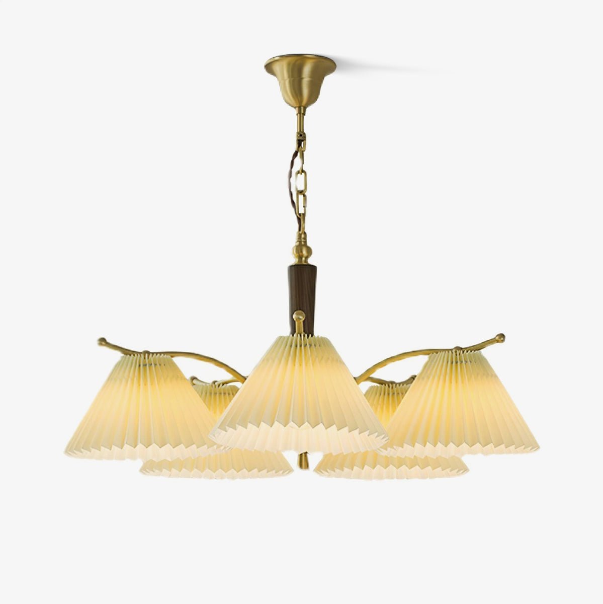 Oriinaria Chandelier Brass Pleated Shade Classic