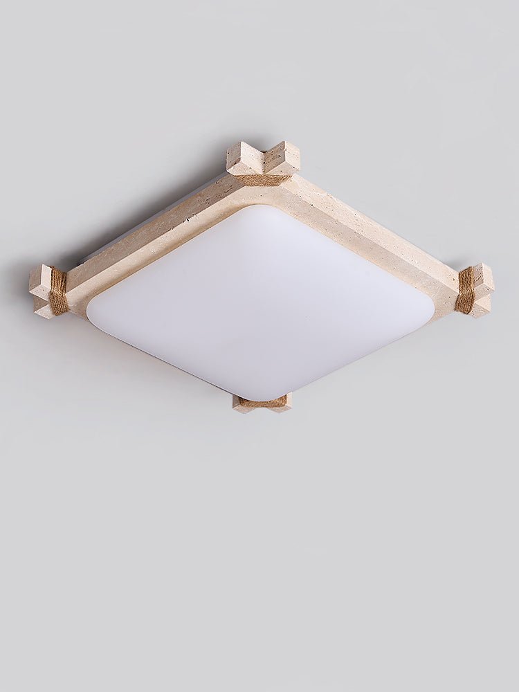 Arlo Square Yellow Travertine Ceiling Lamp