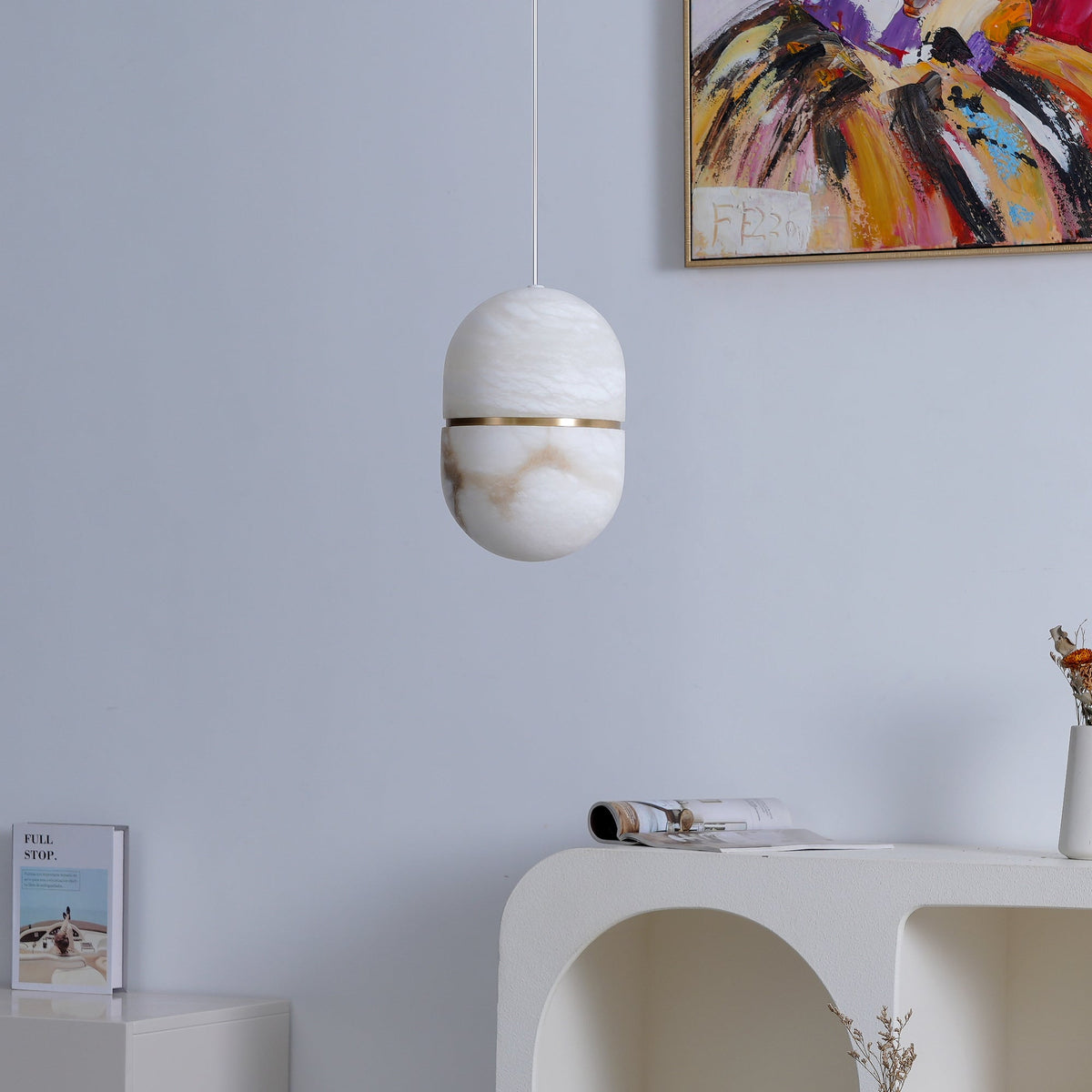Satatr Alabaster Pendant Light Capsule-shaped
