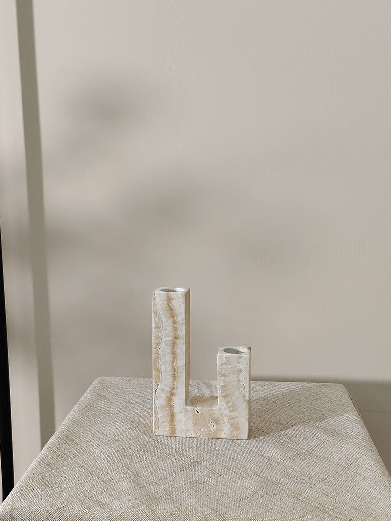 Horze  Modern Yellow Travertine Candle Holder