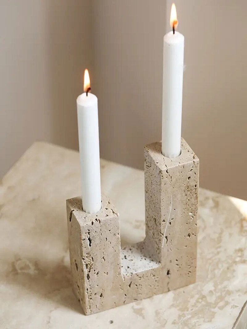 Horze  Modern Yellow Travertine Candle Holder