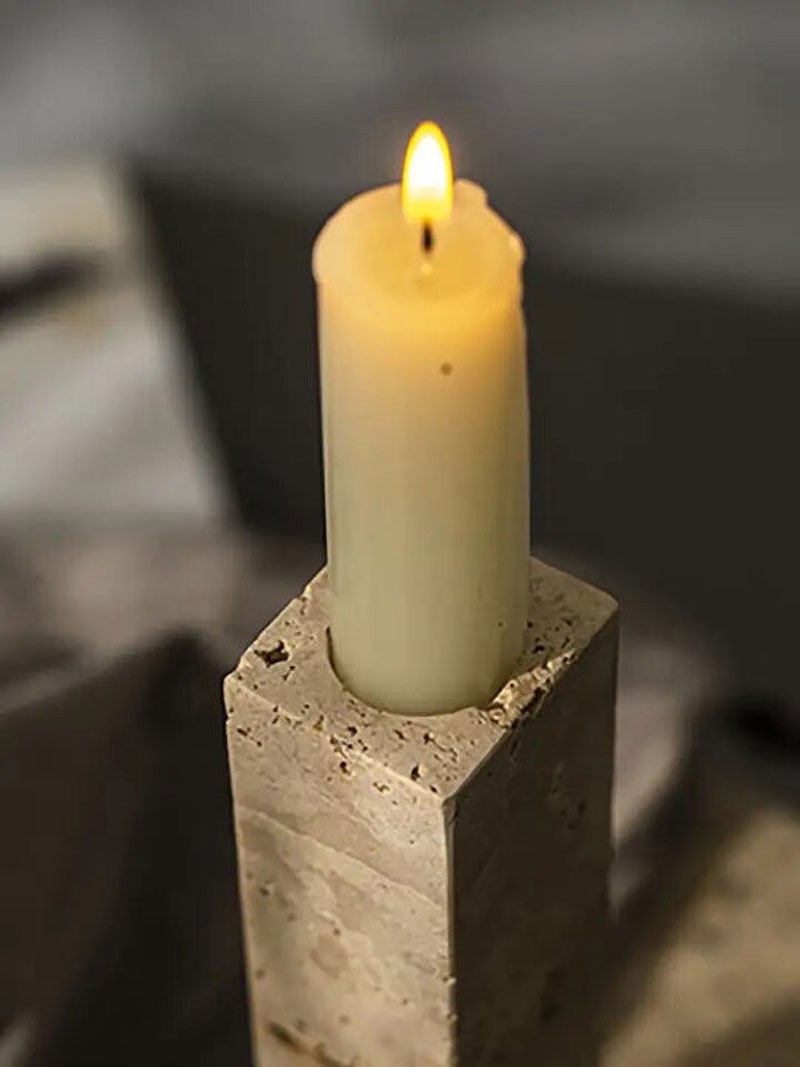 Horze  Modern Yellow Travertine Candle Holder