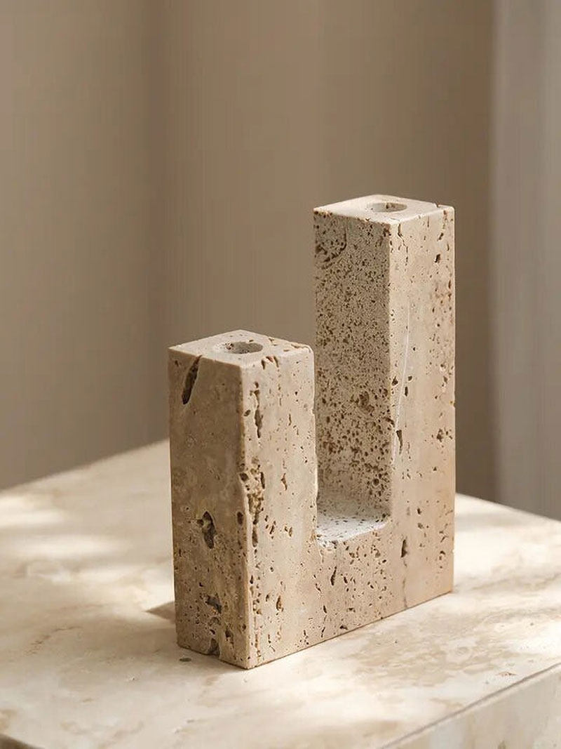 Horze  Modern Yellow Travertine Candle Holder