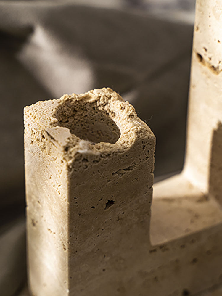 Horze  Modern Yellow Travertine Candle Holder