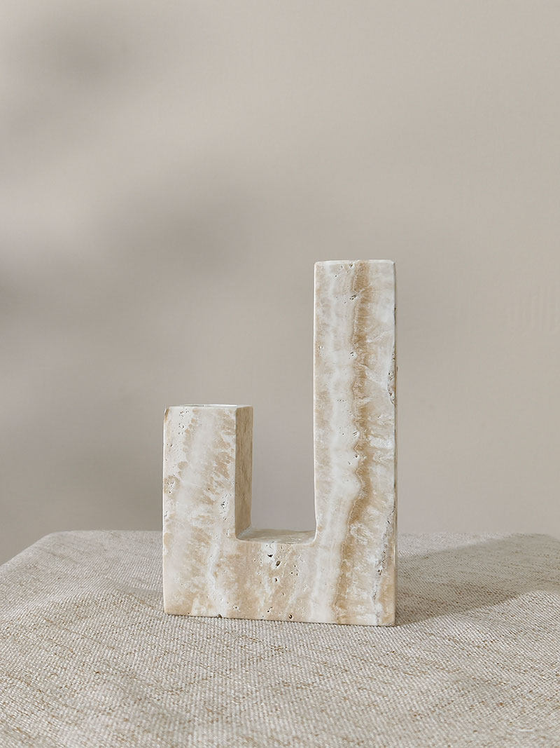 Horze  Modern Yellow Travertine Candle Holder