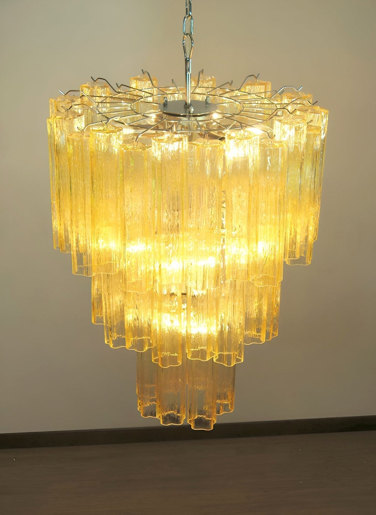 Eireraria Chandelier Yellow Glass Tube Tiered Warm