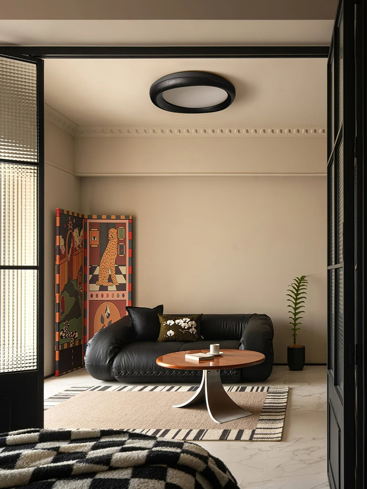 Eurtheara Organic Wood Glass Ceiling Light