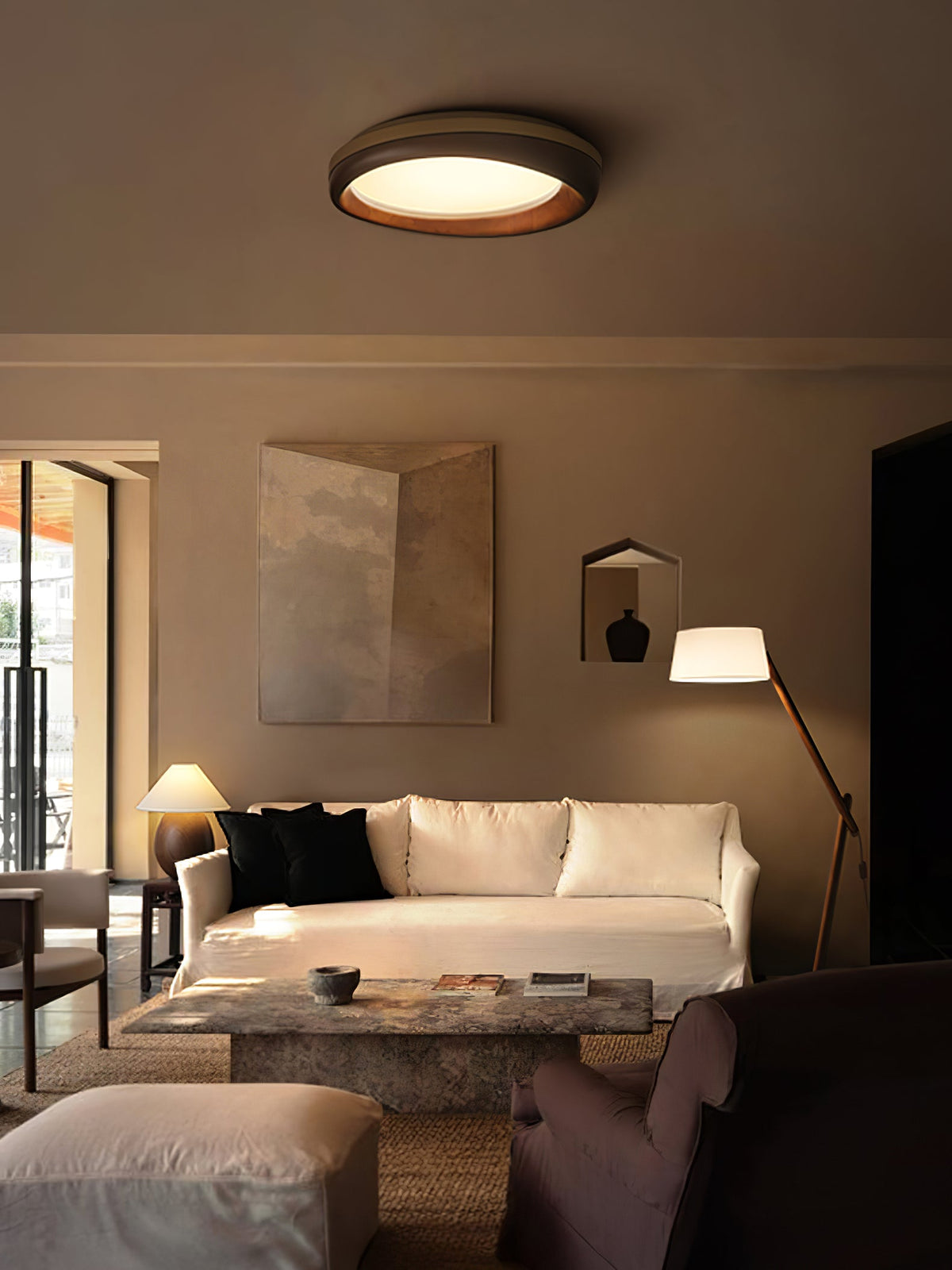Eurtheara Organic Wood Glass Ceiling Light
