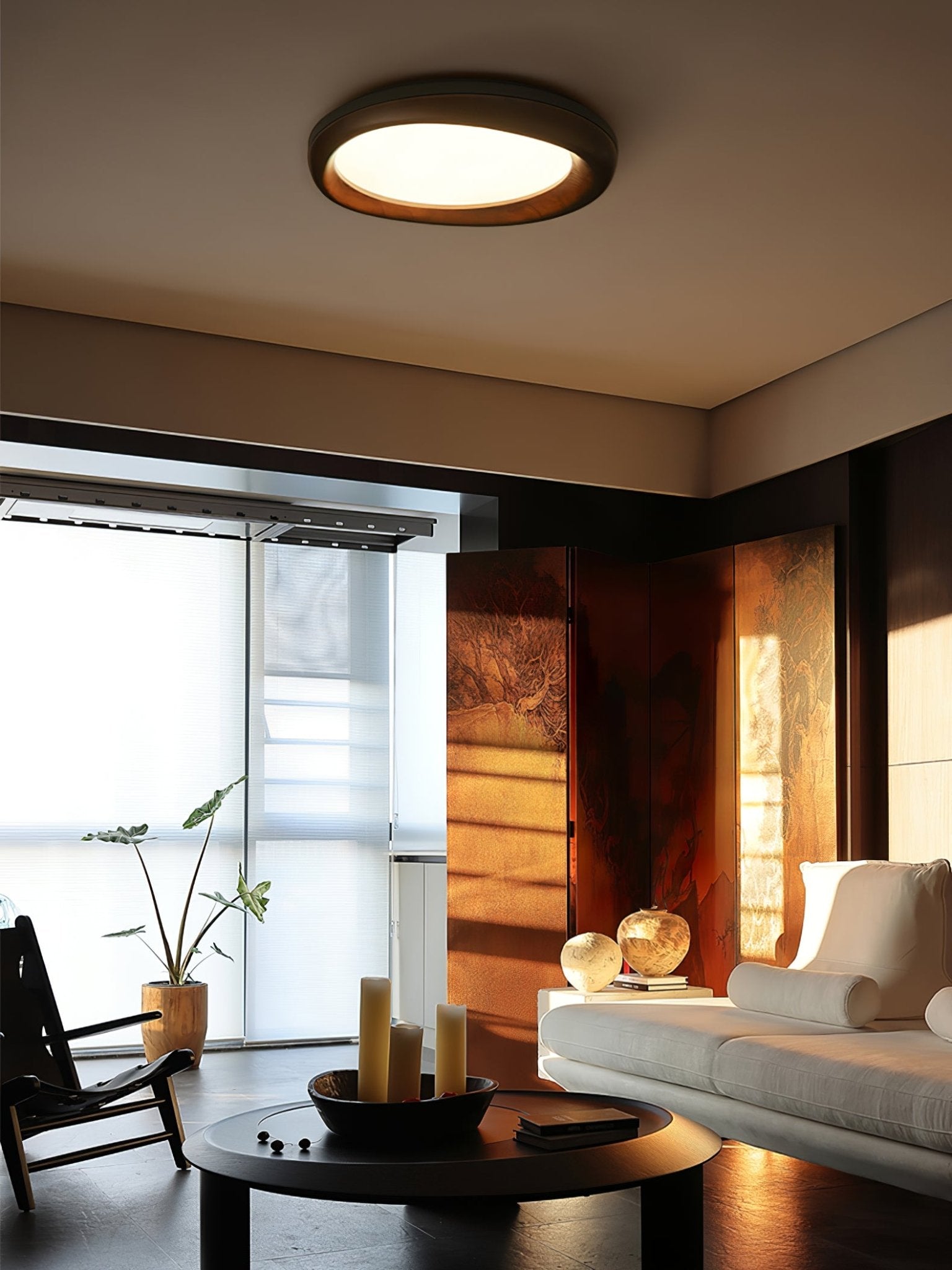 Eurtheara Organic Wood Glass Ceiling Light