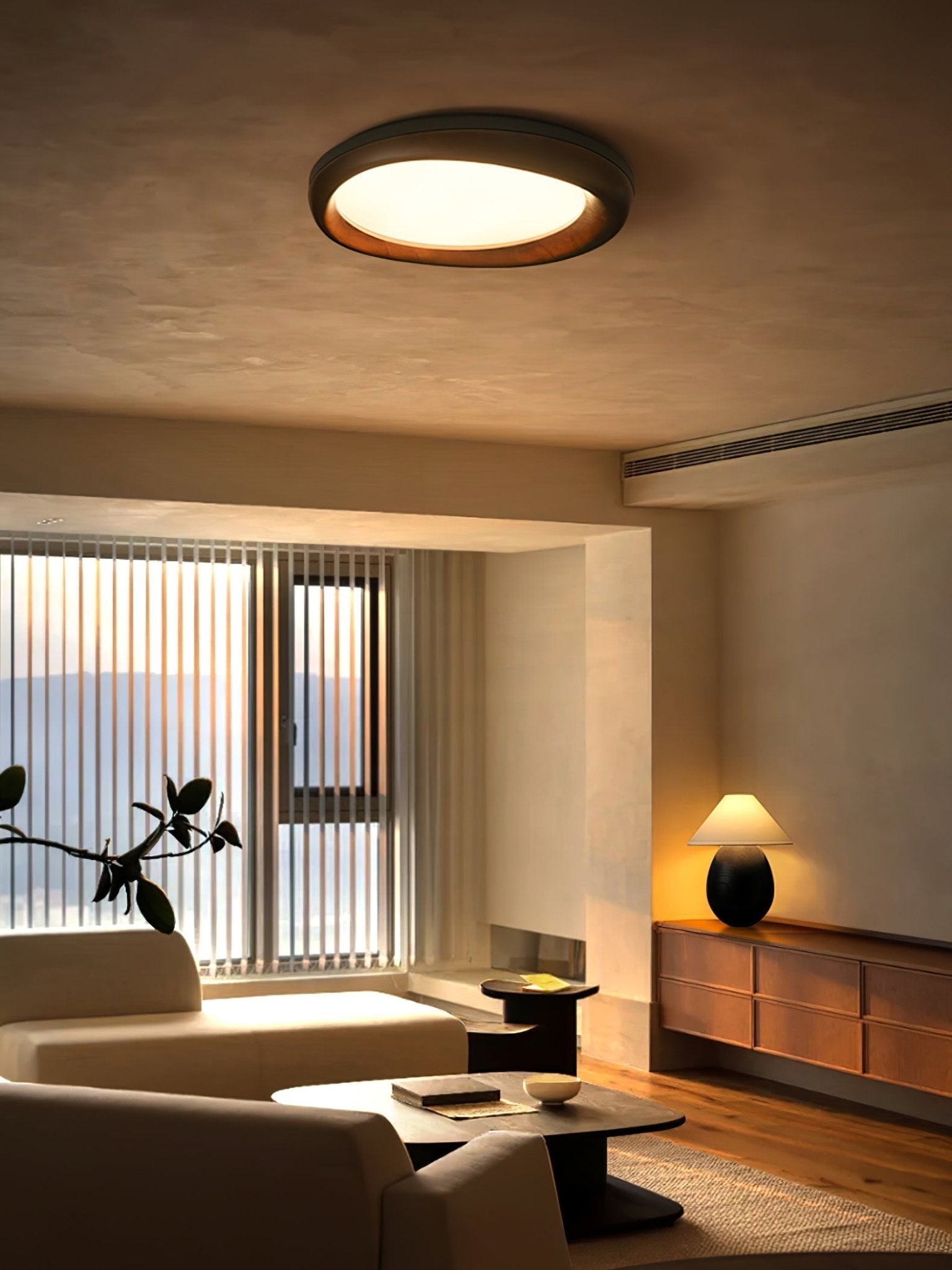 Eurtheara Organic Wood Glass Ceiling Light