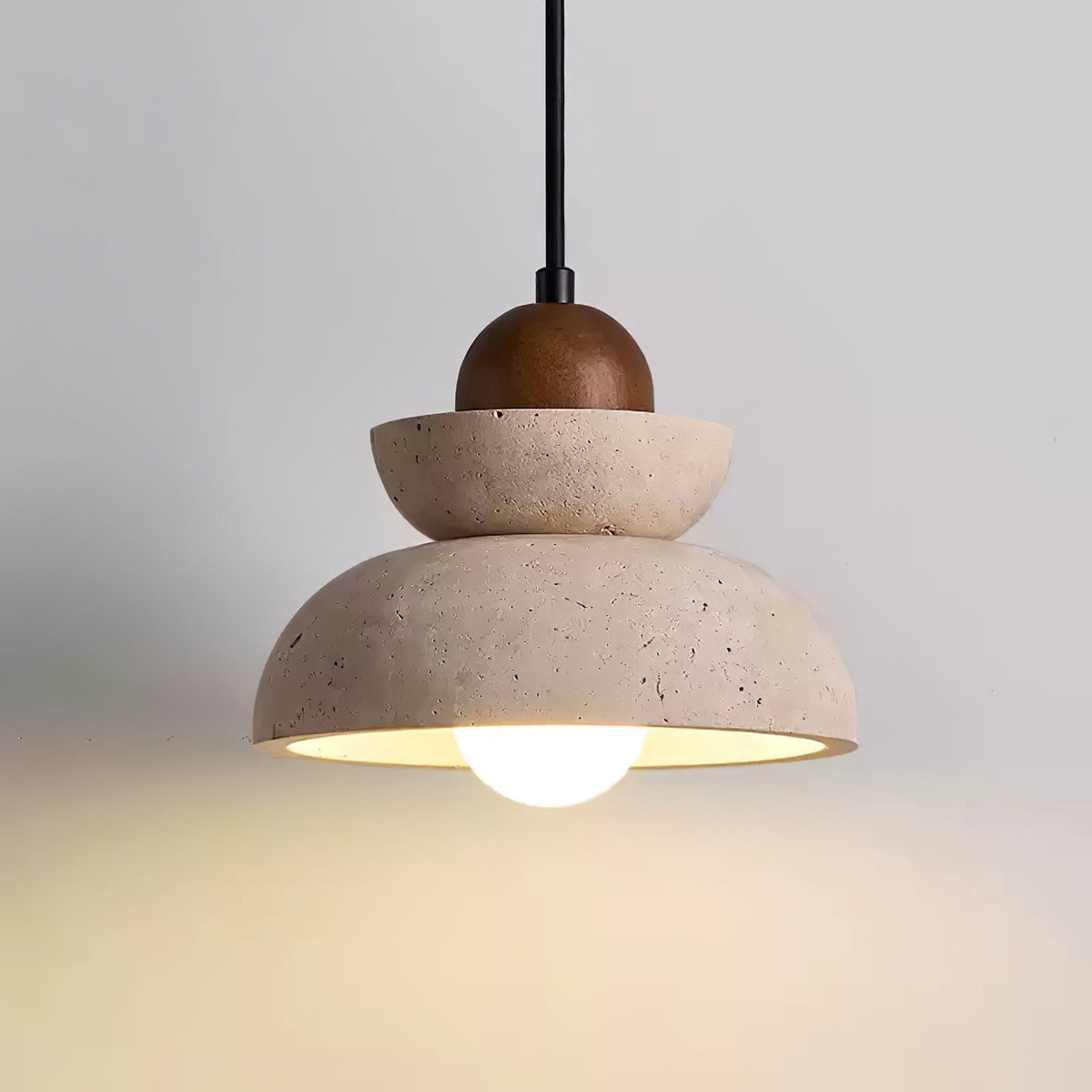 Noruena Tiered-Bell Travertine Pendant Light