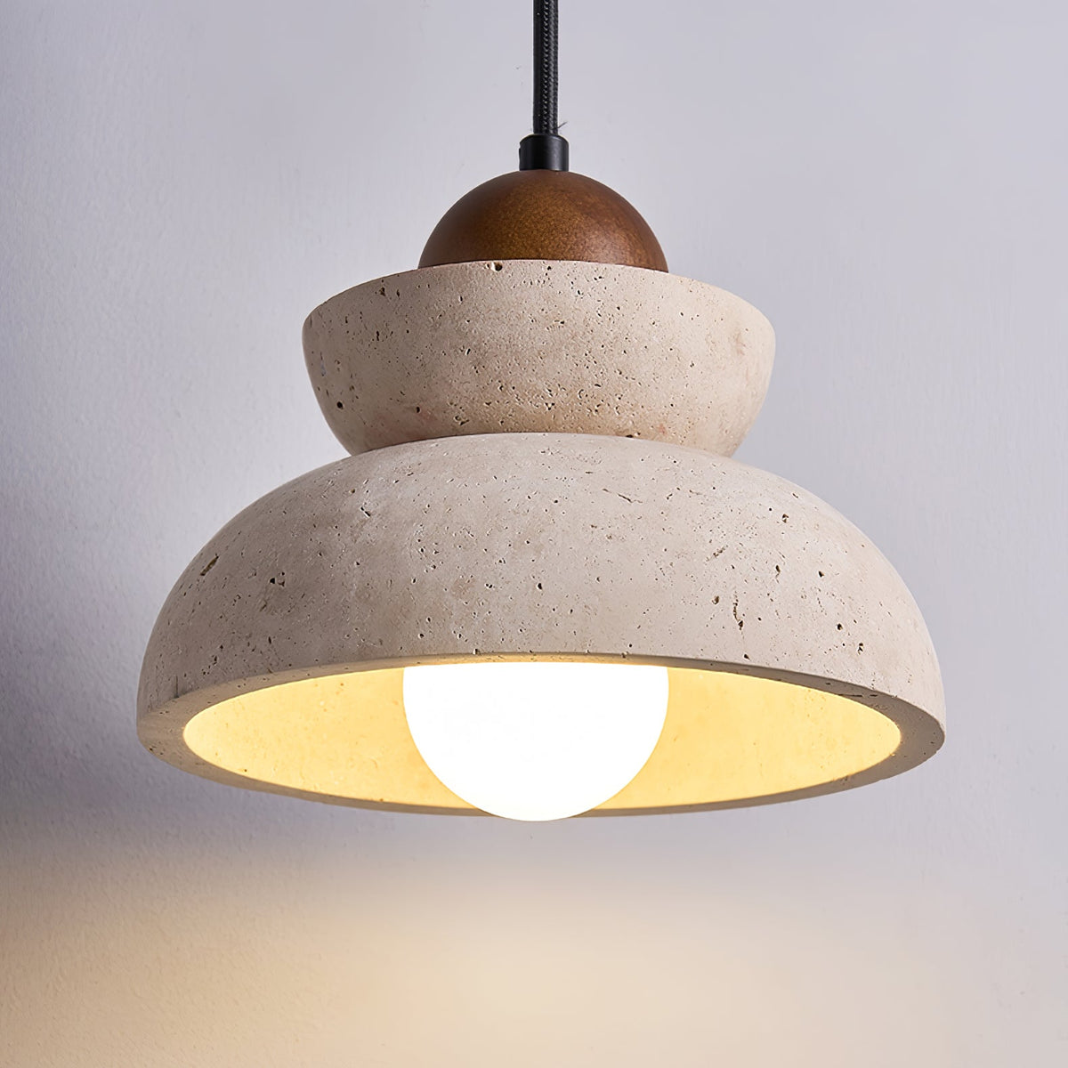Noruena Tiered-Bell Travertine Pendant Light