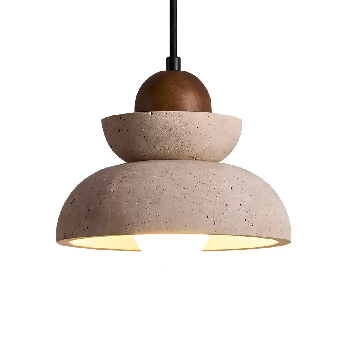 Noruena Tiered-Bell Travertine Pendant Light