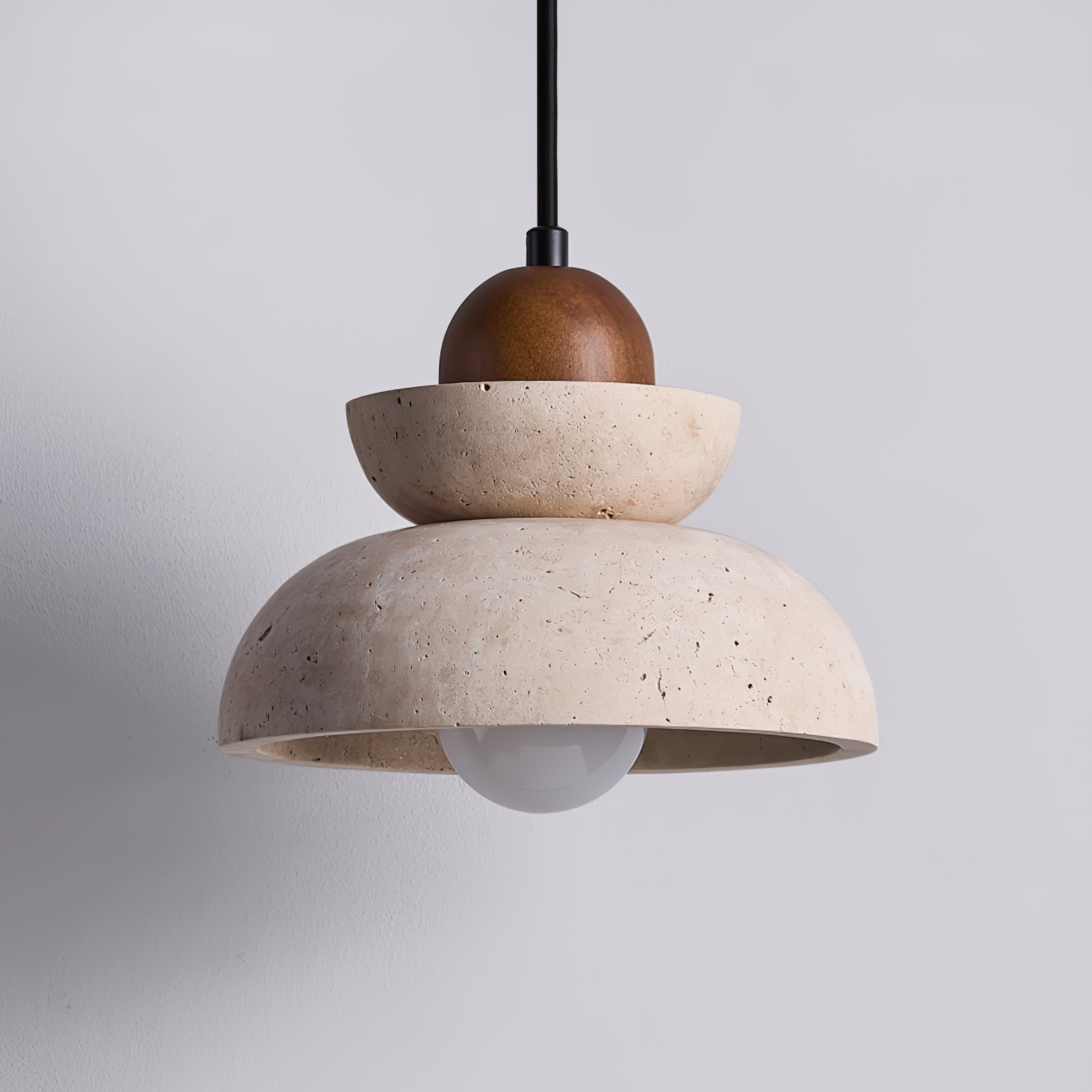 Noruena Tiered-Bell Travertine Pendant Light
