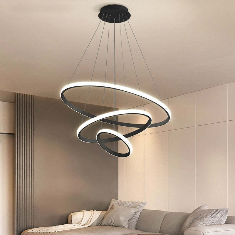 Arisha Modern Ring /Silicon Pendant Light, 2/3/4 Rings - Neutral Decor