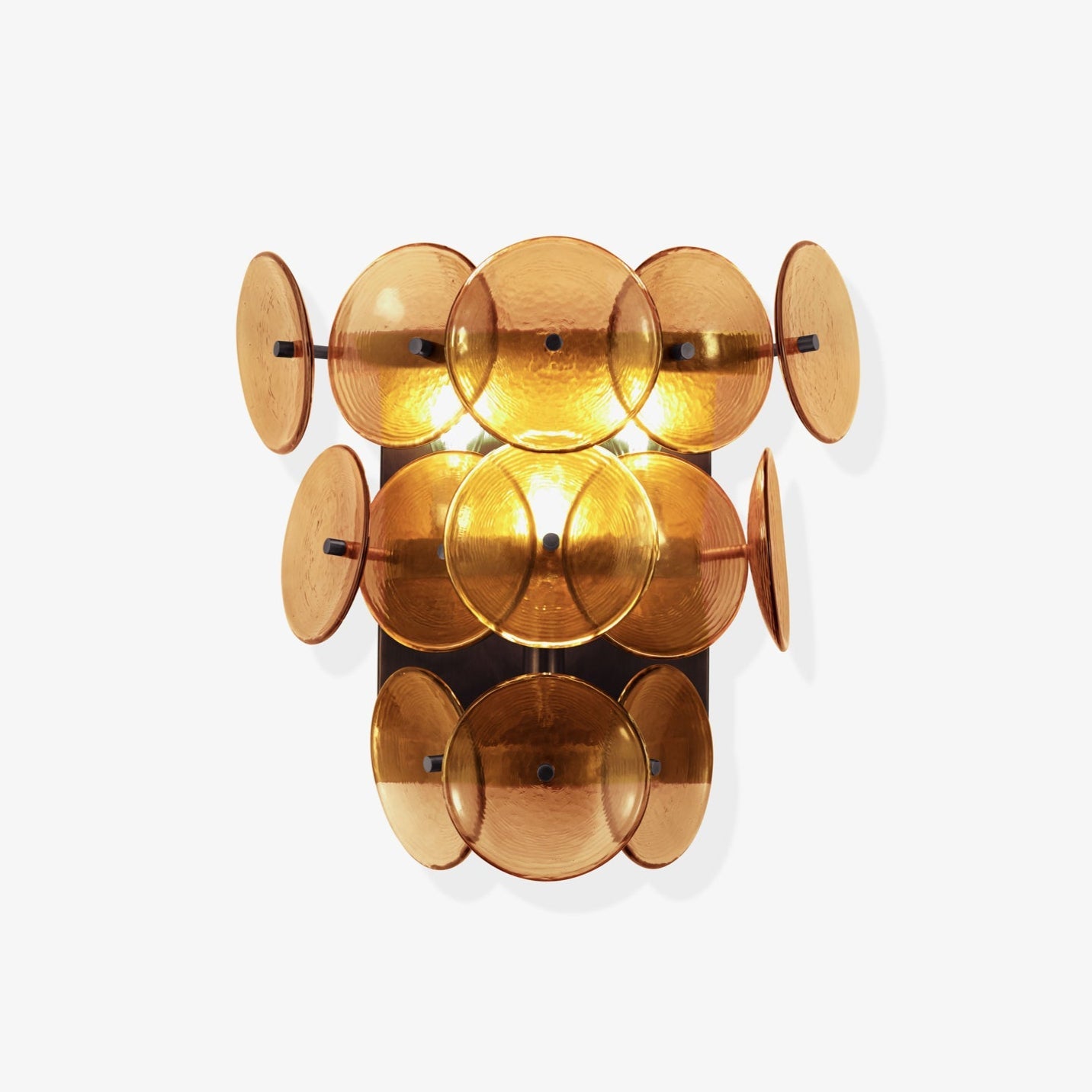 Taroe Wall Sconce Pressed Glass Disc Vintage Amber