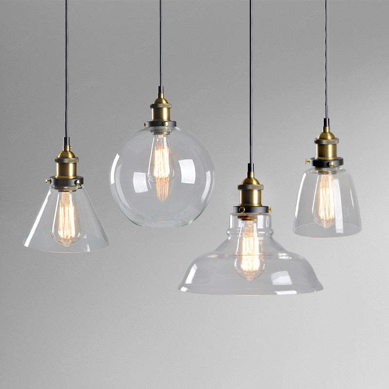 Arisha Industrial /Glass Pendant Light Dining Room - Neutral Decor
