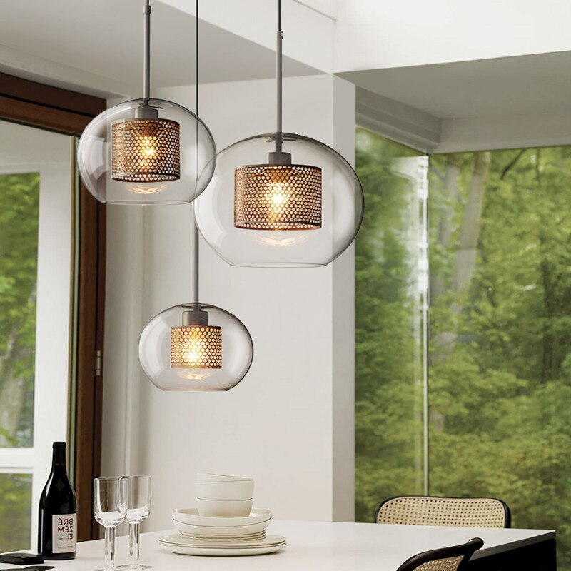 Arisha Golden Pendant Light, /Glass, Globe/Cylindric - Neutral Decor