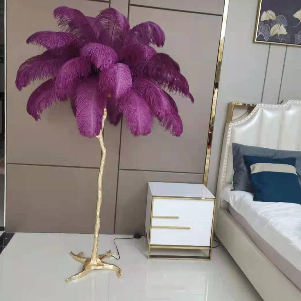 O'Moore Nordic Luxury Unique Ostrich Feather Floor Lamp/Table Lamp - Neutral Decor