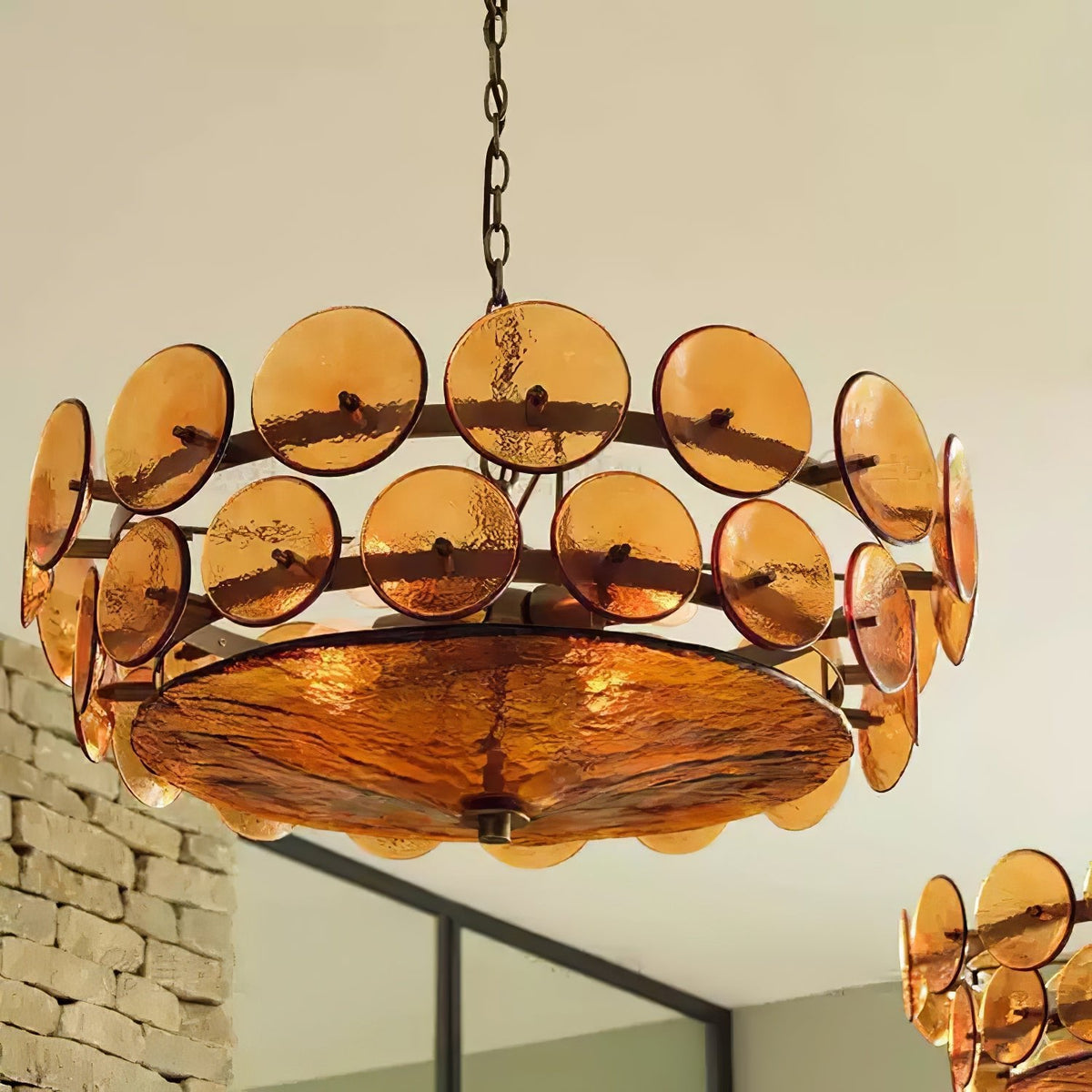 Eirinena Chandelier Murano Glass Disc Vintage