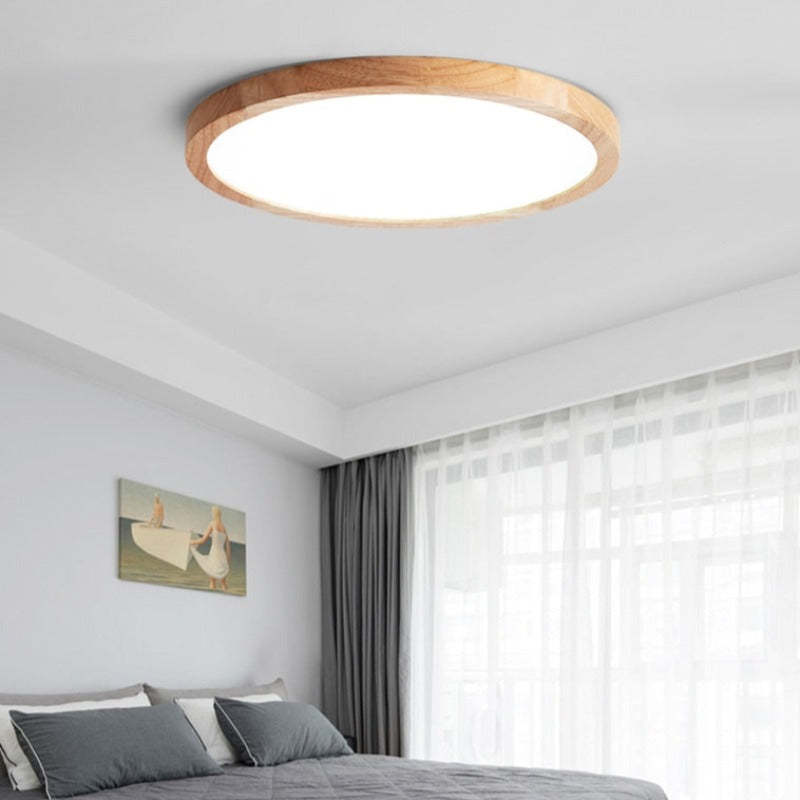 Muto Modern Wood Round Flush Mount Ceiling Lights Living Room - Neutral Decor