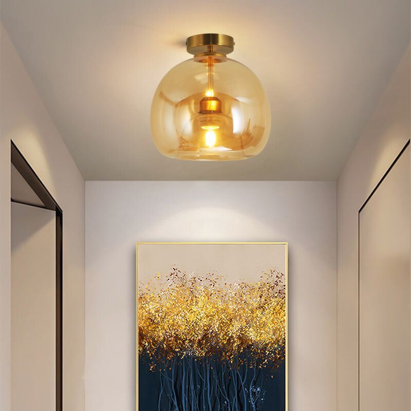 Arisha Modern Dome Glass Semi-Flush Mount Ceiling Light Pendant Light - Neutral Decor