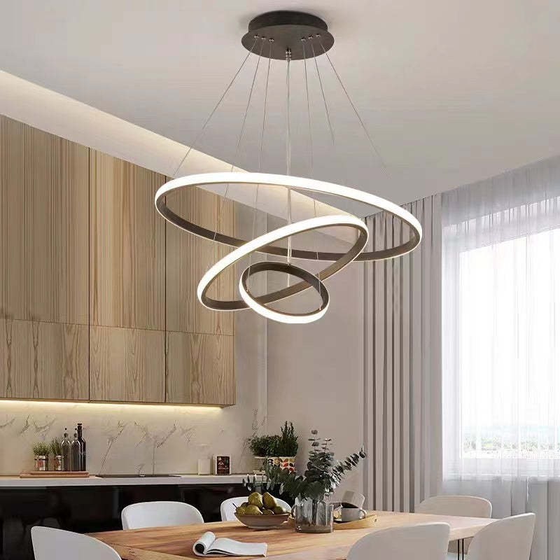 Arisha Modern Ring /Silicon Pendant Light, 2/3/4 Rings - Neutral Decor