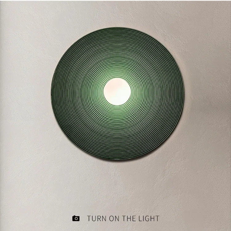 Aria Modern Round Indoor Wall Lamp Wood Bedroom Living Room - Neutral Decor