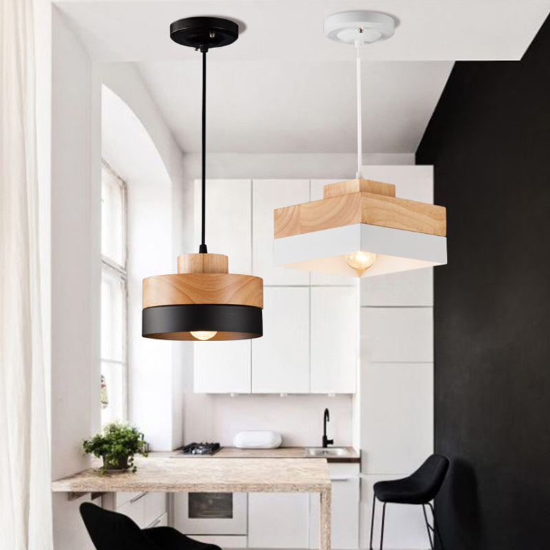 Valentina Modern Square Round Pendant Light Wood Living Room - Neutral Decor