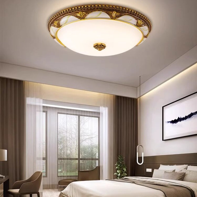 Silva Floral Retro Flush Mount Ceiling Light Antique Brass Living Room - Neutral Decor