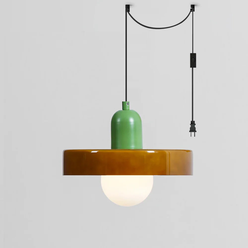 Jovial Minimalist Disc Orb Swag Glass Pendant Lights Plug-in