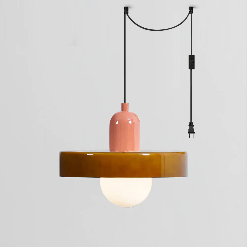 Jovial Minimalist Disc Orb Swag Glass Pendant Lights Plug-in