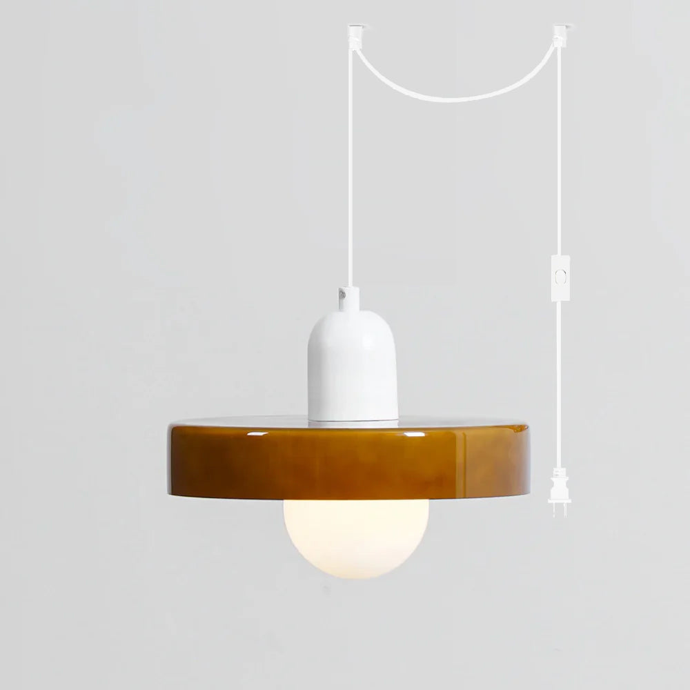 Jovial Minimalist Disc Orb Swag Glass Pendant Lights Plug-in