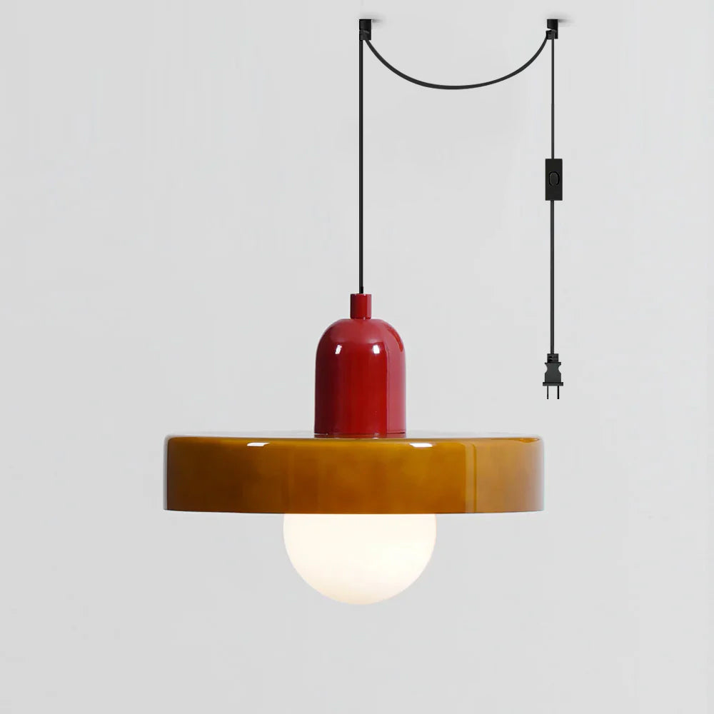 Jovial Minimalist Disc Orb Swag Glass Pendant Lights Plug-in