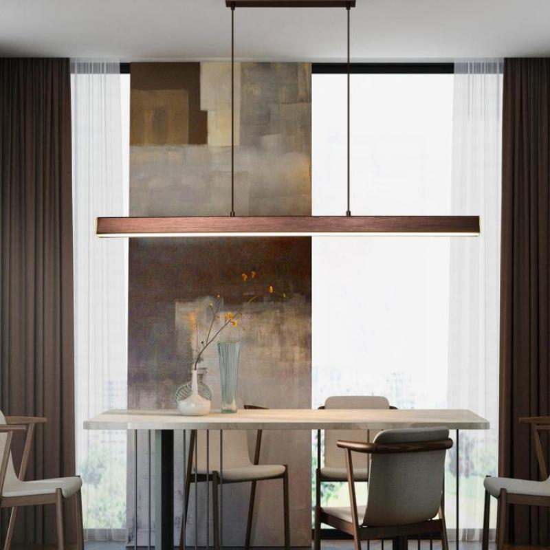Thala Modern Linear Metal LED Pendant Light Black/Brown - Neutral Decor