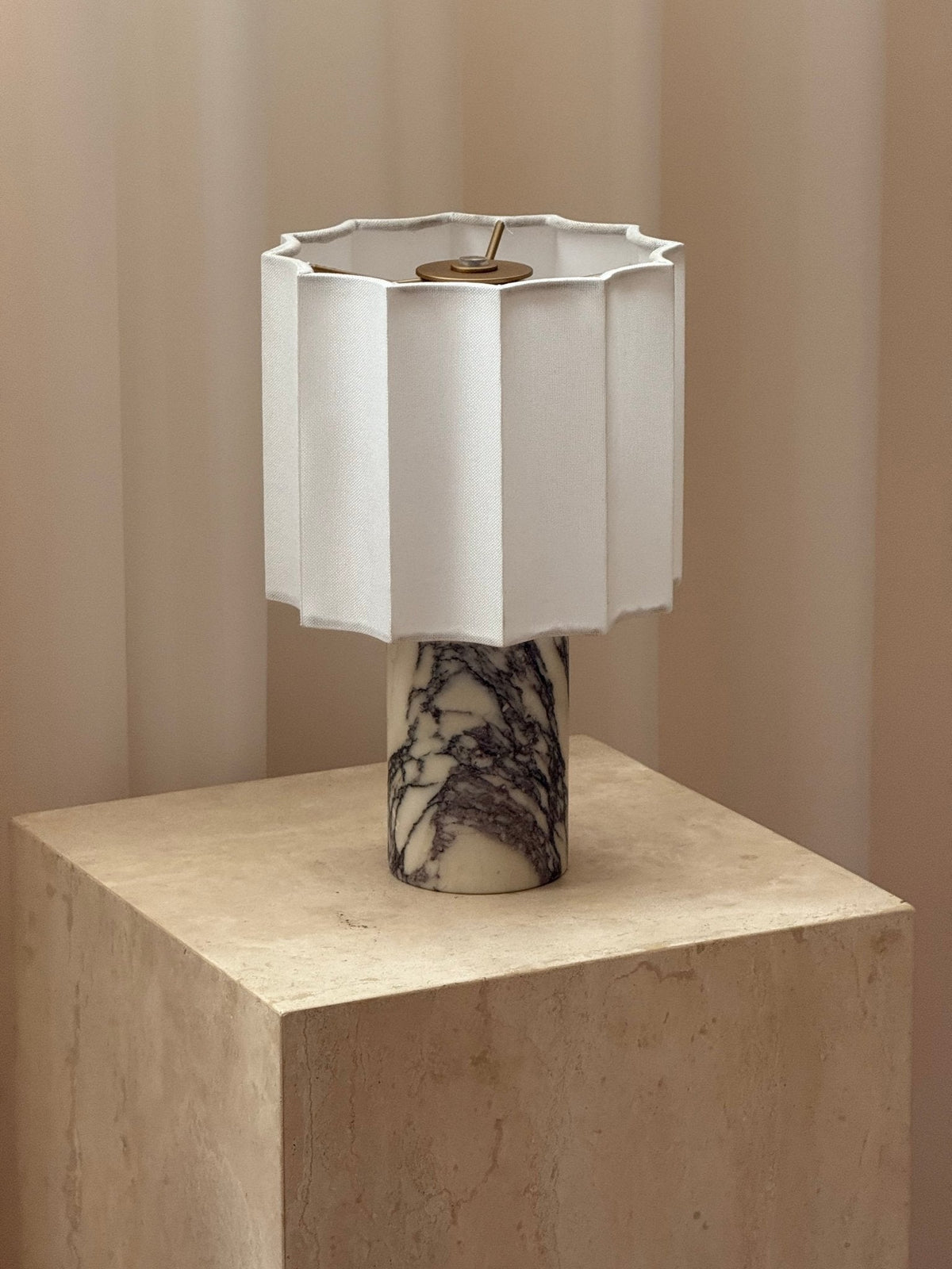 Serenity Pleated Fabric & Marble Table Lamp